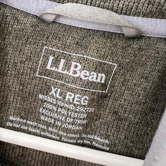 LL Bean Sweater Fleece Pullover XL Reg Women Olive Green Gray Snaps Pockets - Picture 7 of 7